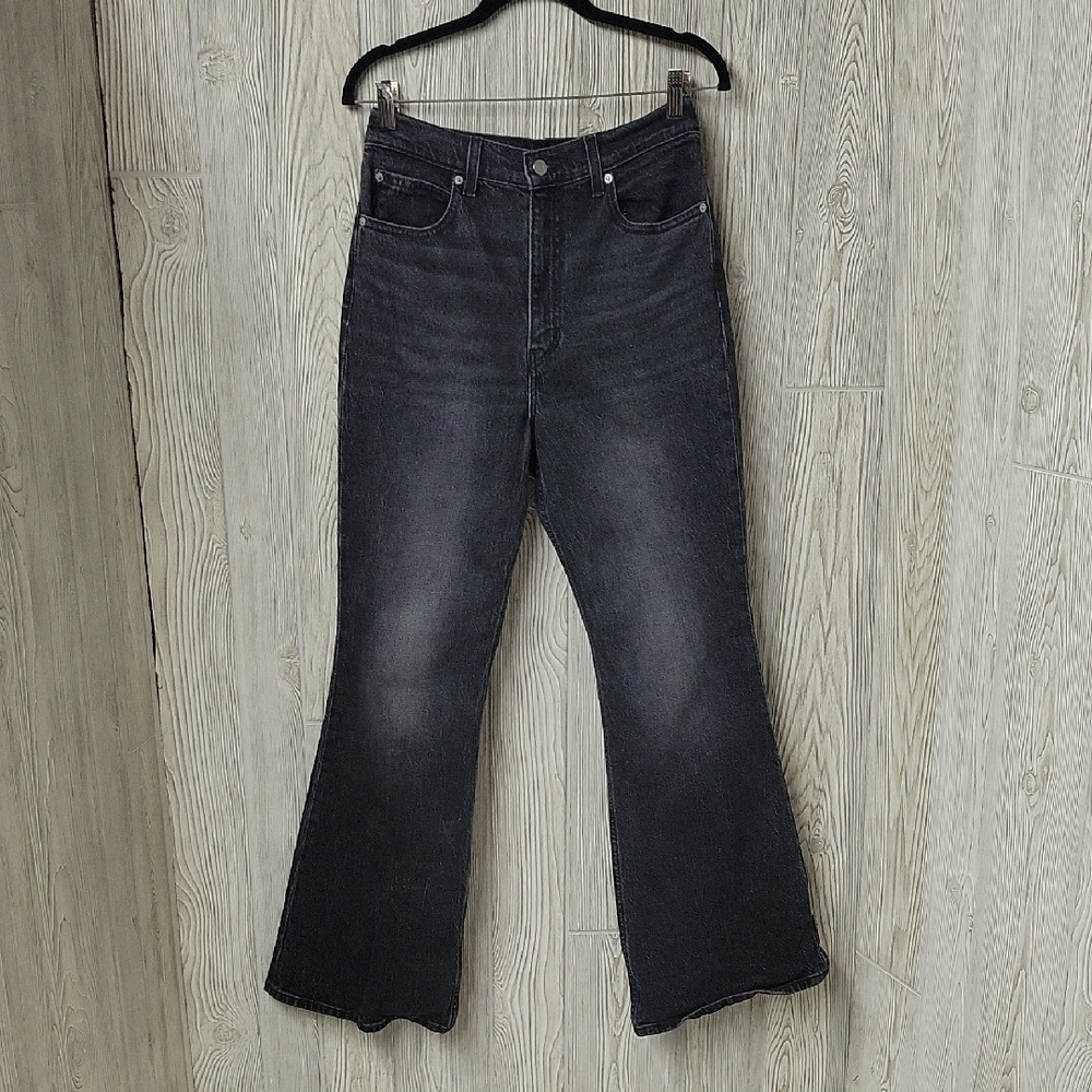Levi's Black Washed Flared Wide-Leg Jeans